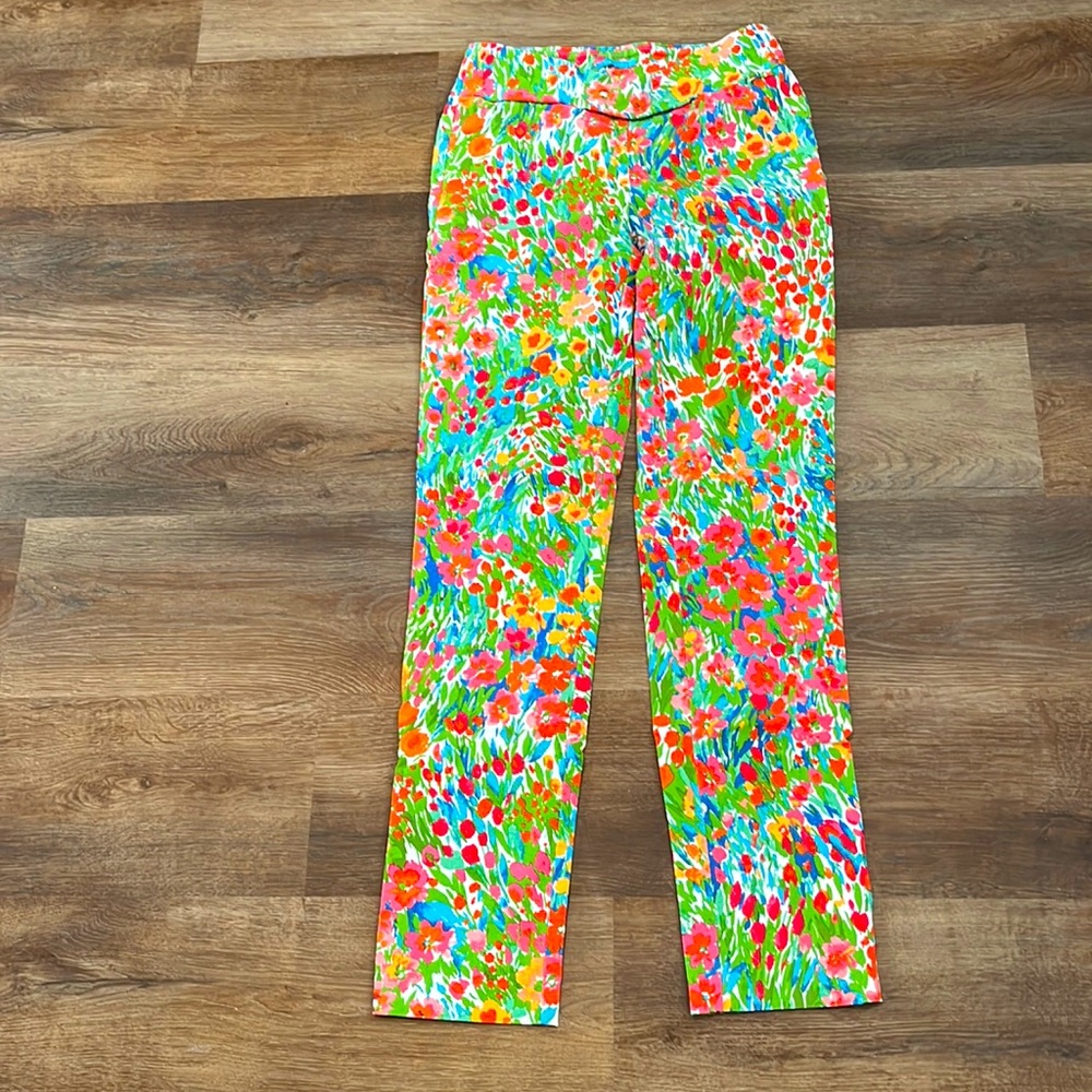 J. McLaughlin Floral Straight Leg Pants - Green, Pink, Orange, Blue